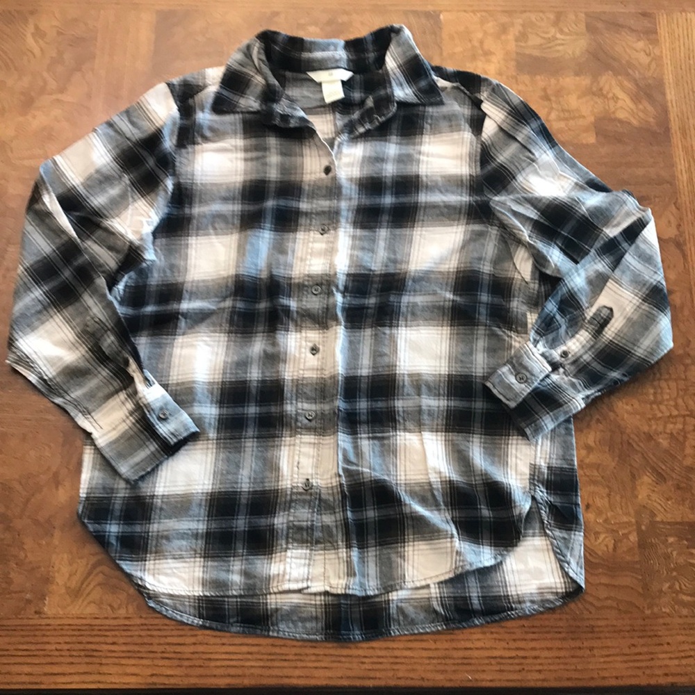 H & M Classic Black,Brown,Grey and Cream Button Down Women’s Shirt Small